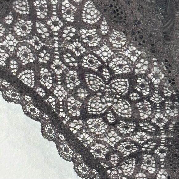 Victorias Secret | Dream Angels Sheer Black Lace Up Thong Teddy Bodysuit Medium - Picture 7 of 16